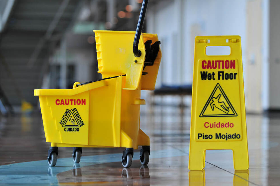 Person slipping on wet floor