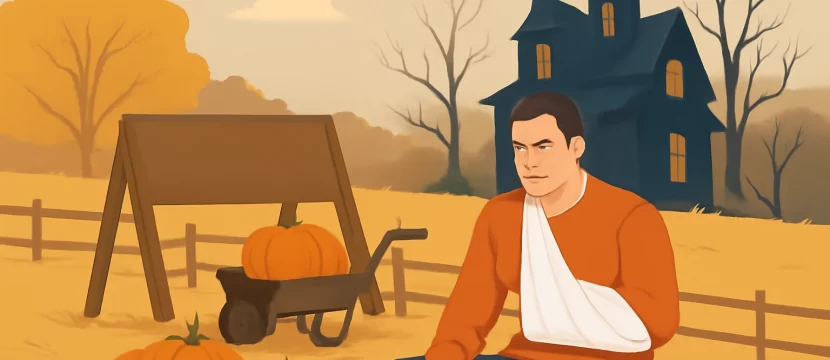 Injured-at-a-Pumpkin Patch or Haunted House in Cal